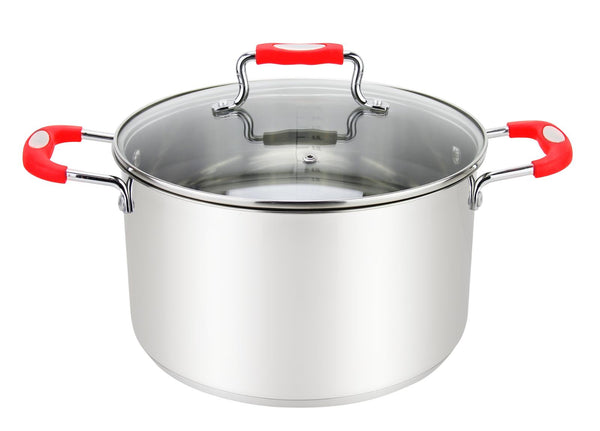 8.4qt Stock Pot Stainless Steel Red