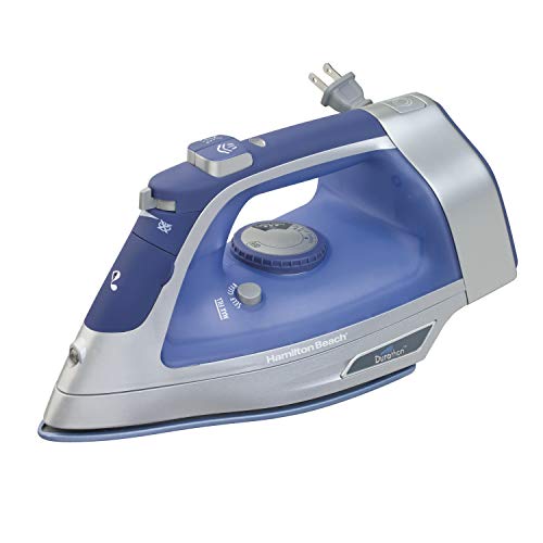 Steam Iron & Vertical Steamer for Clothes with Scratch-Resistant Durathon Soleplate,  8' Retractable Cord, 1500 Watts, Blue