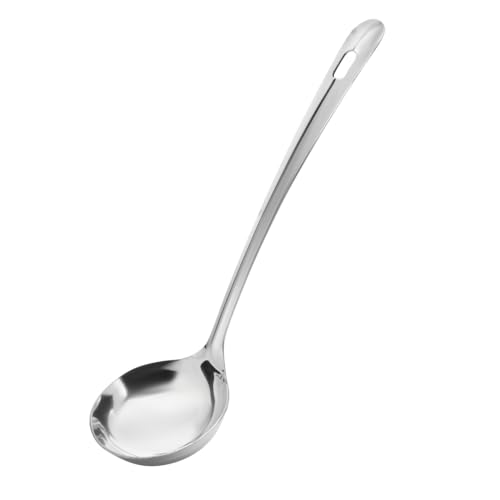 Soup Ladle, Stainless Steel Gravy Soup Spoon with Ergonomic Round Handle, Cooking Spoon for Kitchen, 11.75-Inch,