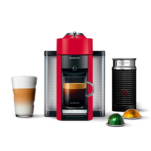 DeLonghi America ENV135RAE Nespresso Vertuo Evoluo Coffee and Espresso Machine with Aeroccino by De'Longhi, Red