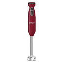 Red Cuisinart Smart Stick 2-Speed Hand Blender with stainless steel blending shaft on a white background.