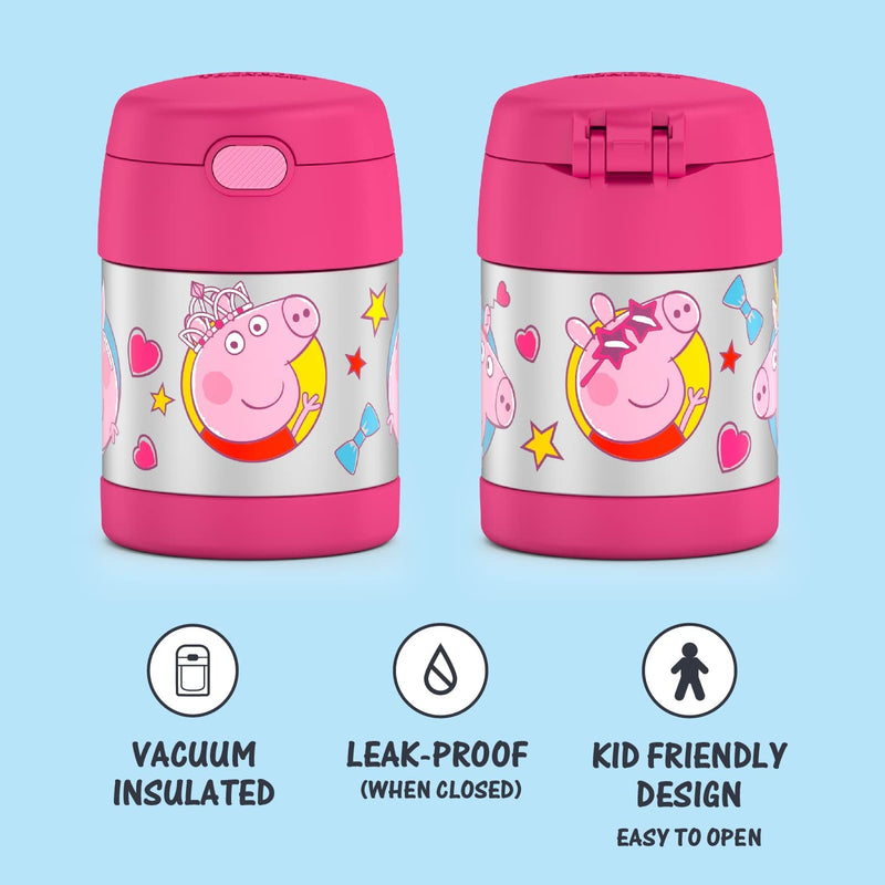 THERMOS FUNTAINER 10 Ounce Stainless Steel Vacuum Insulated Kids Food Jar with Spoon, Peppa Pig