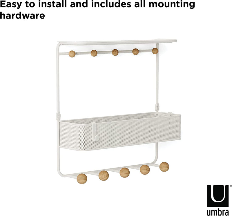 Umbra Estique Over-The-Door Multi-Use Organizer, W/Shelf, White