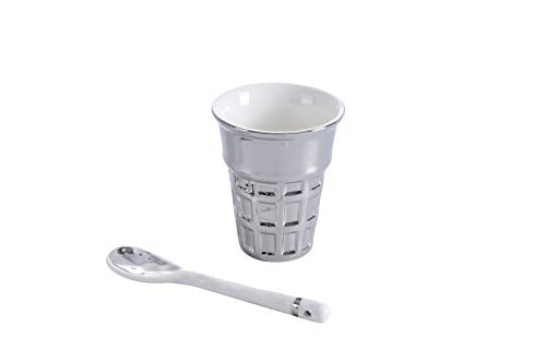 Pampa Bay White and Silver Ceramic Ice Cream Design Set