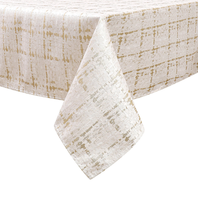 60" X 90" Jacquard Wave Gold Tablecloth
