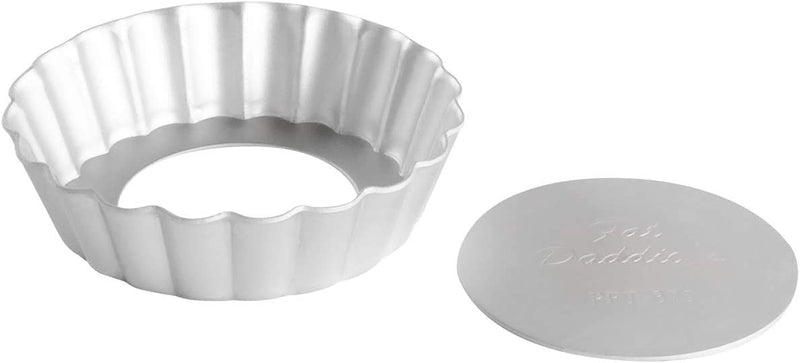 Fat Daddios Anodized Aluminum, Fluted Tart Pan Removable Bottom, 8 in x 1 in