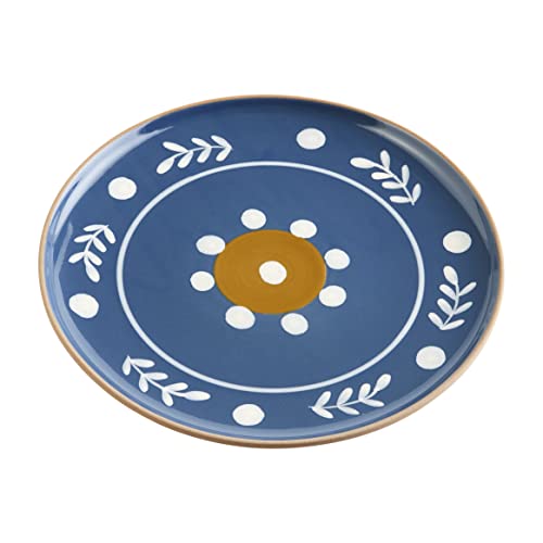 Mud Pie Floral Dot Platter, Blue, 12" dia
