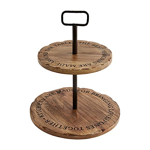 Mud Pie, Brown, 23" x 13" dia Wooden Sentiment Tiered Server