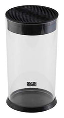 Modern and practical knife and scissor storage by Kuhn Rikon, a transparent block with black details that keeps blades organized and visible.