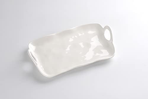 Pampa Bay Shatterproof Melamine Small Platter, 13.5 x 7.8 Inch, Food, Freezer, Dishwasher Safe, White