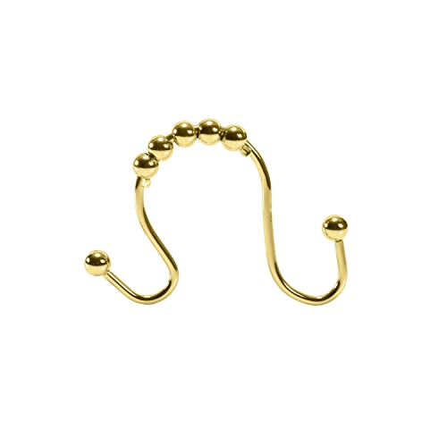 Bath Bliss 12 Pack Shower Curtain Double Hooks Double Hook Satin Gold