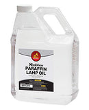 Shabbos paraffin lamp oil in a clear plastic gallon container with a handle and screw-on cap. Odorless and smokeless, ideal for Shabbat and general lamp use. High-quality, clean-burning fuel.