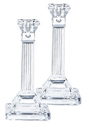 Ner Mitzvah Crystal Candle Holder Set of 2 - Crystal Glass 8" Tall Candlestick Holders for Taper Candles