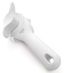 White Kuhn Rikon Auto Safety Master Can Opener with an ergonomic design for comfortable use.