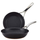 Anolon Nouvelle Copper Hard Anodized Nonstick Frying Pan Set / Fry Pan Set / Hard Anodized Skillet Set - 8.5 Inch and 10 Inch, Black Onyx
