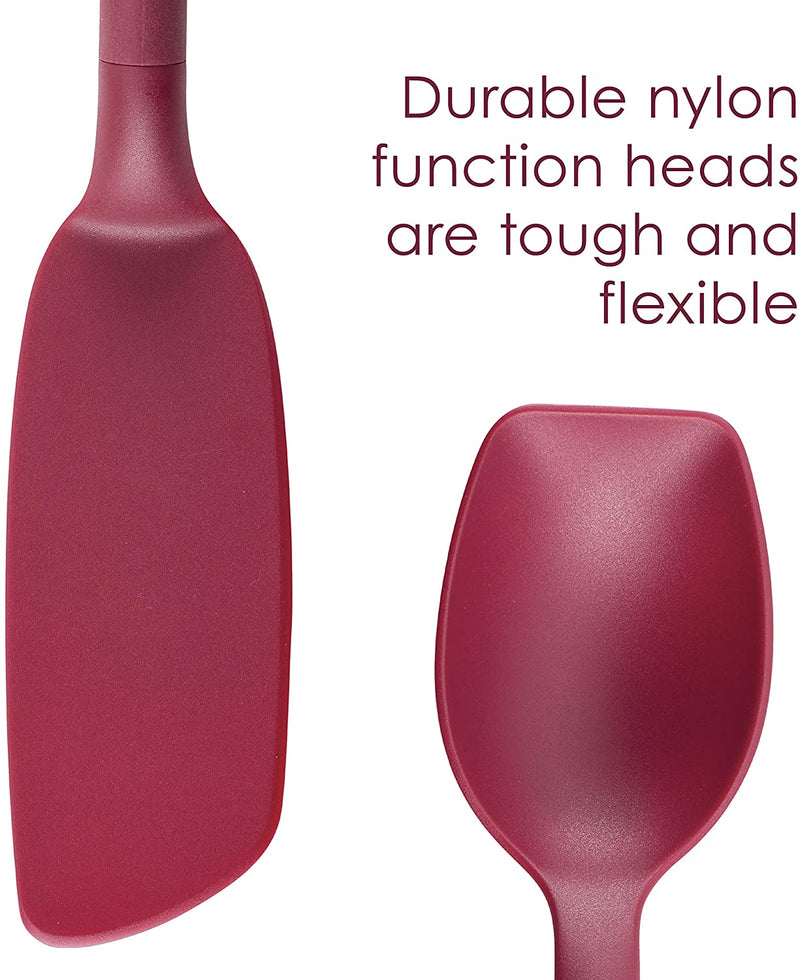 Rachael Ray Tools and Gadgets Lazy Crush & Chop, Flexi Turner, and Scraping Spoon Set / Cooking Utensils - 3 Piece, Burgundy Red