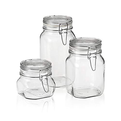 Bormioli Rocco Fido Canning Jar, Set of 3 (17.5 oz,33.75 oz,50.75 oz.)