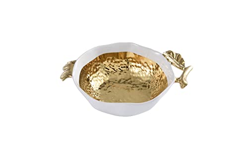 Pampa Bay Titanium-Plated Porcelain Pomegranate Bowl, 12 X 8.75 X 3.3in