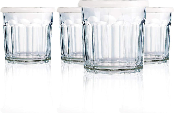 Luminarc Arc International Working Storage Jar/Dof Glass with White Lid, 14-Ounce, Set of 4