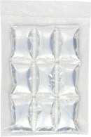 A clear plastic package containing a blue gel ice mat divided into nine flexible cubes, with the Thermos logo on the label.