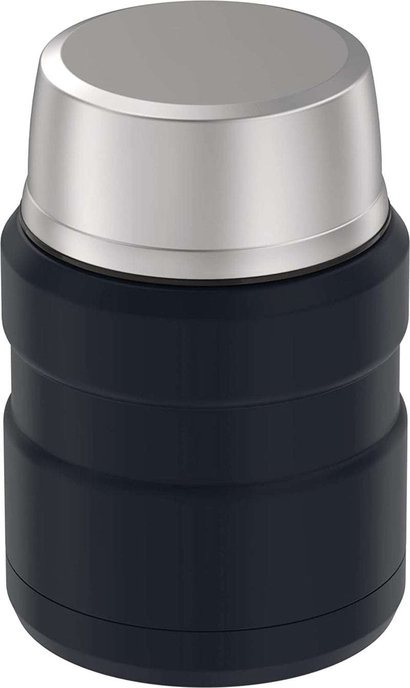 THERMOS Stainless King Vacuum-Insulated Food Jar with Spoon, 16 Ounce, Matte Blue