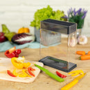 Sleek and functional knife storage solution from Kuhn Rikon, a transparent block with black accents that keeps knives organized and visible.