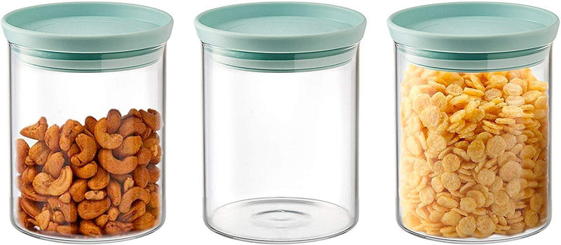 Godinger Food Storage Containers, Stackable Organization Canister Glass Jars - Medium, Set of 3